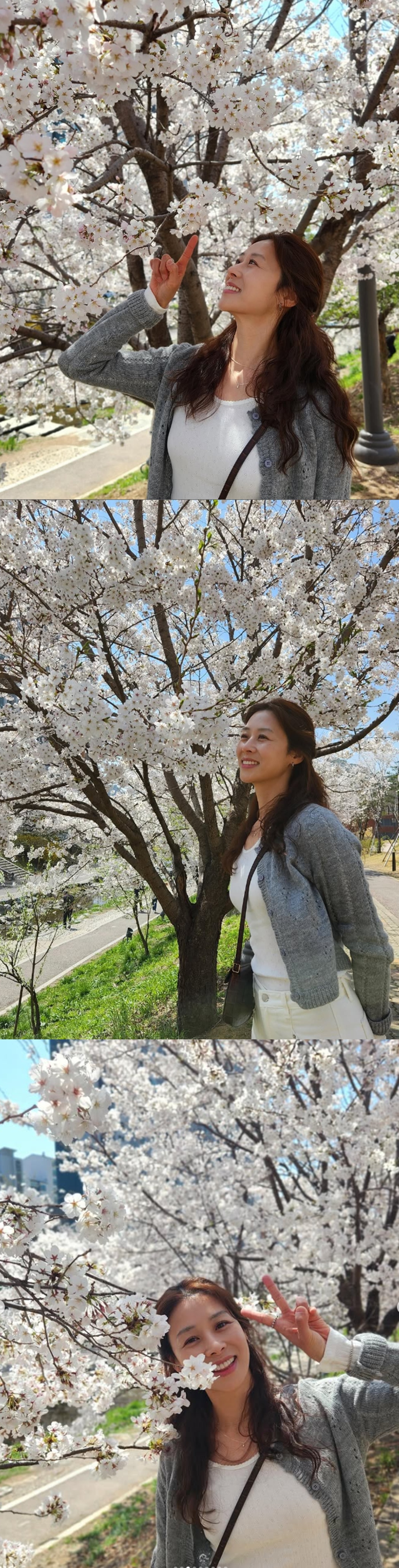 ‘♥강경준’이 찍어줬나…장신영, 벚꽃놀이 만끽하며 행복한 미소 [스타★샷]